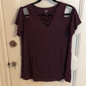 Purple Cold-Shoulder Top